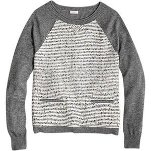 J.Crew Tweed-front Baseball Style Gray Sweater XS